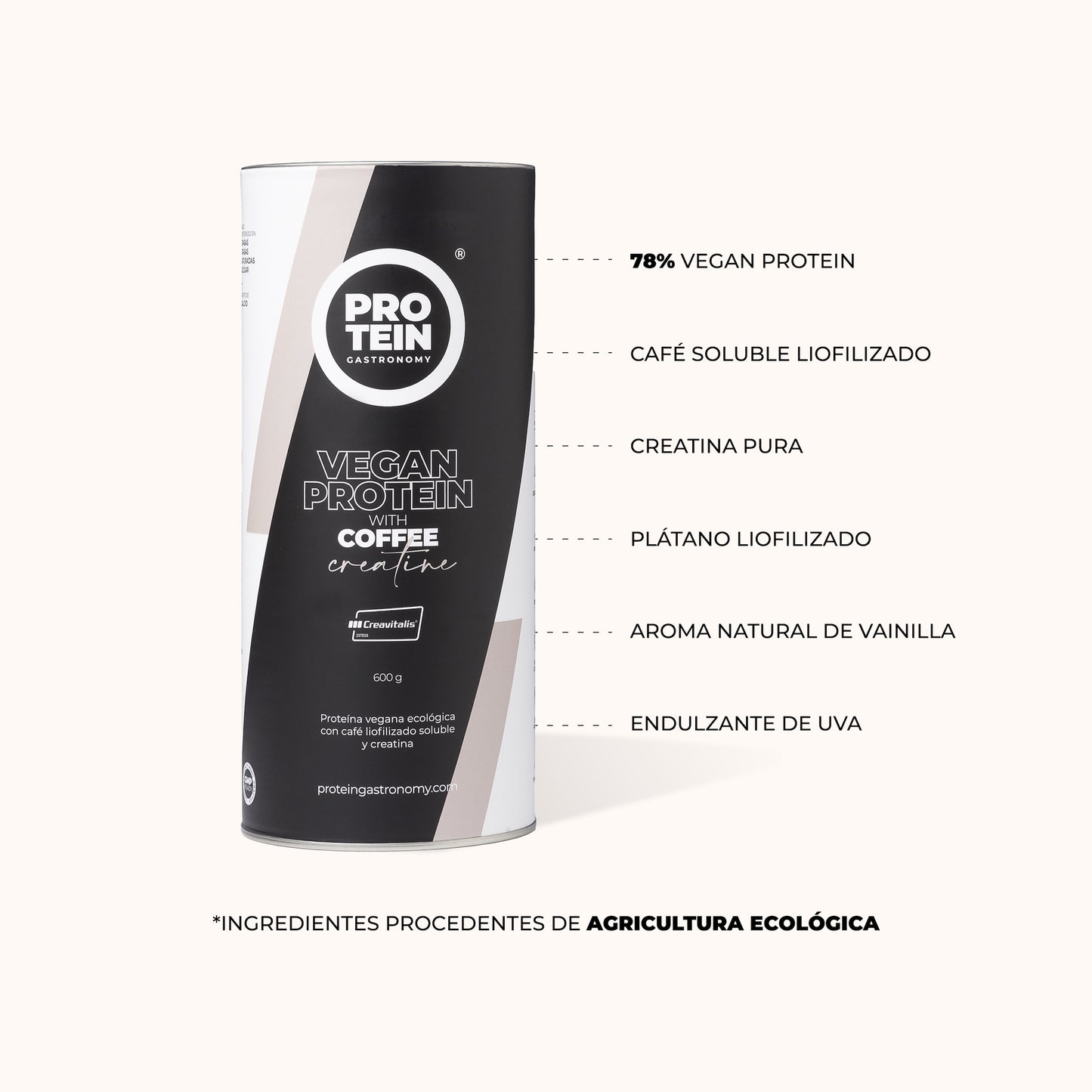 Proteína Vegana con Café Soluble Liofilizado y Creatina