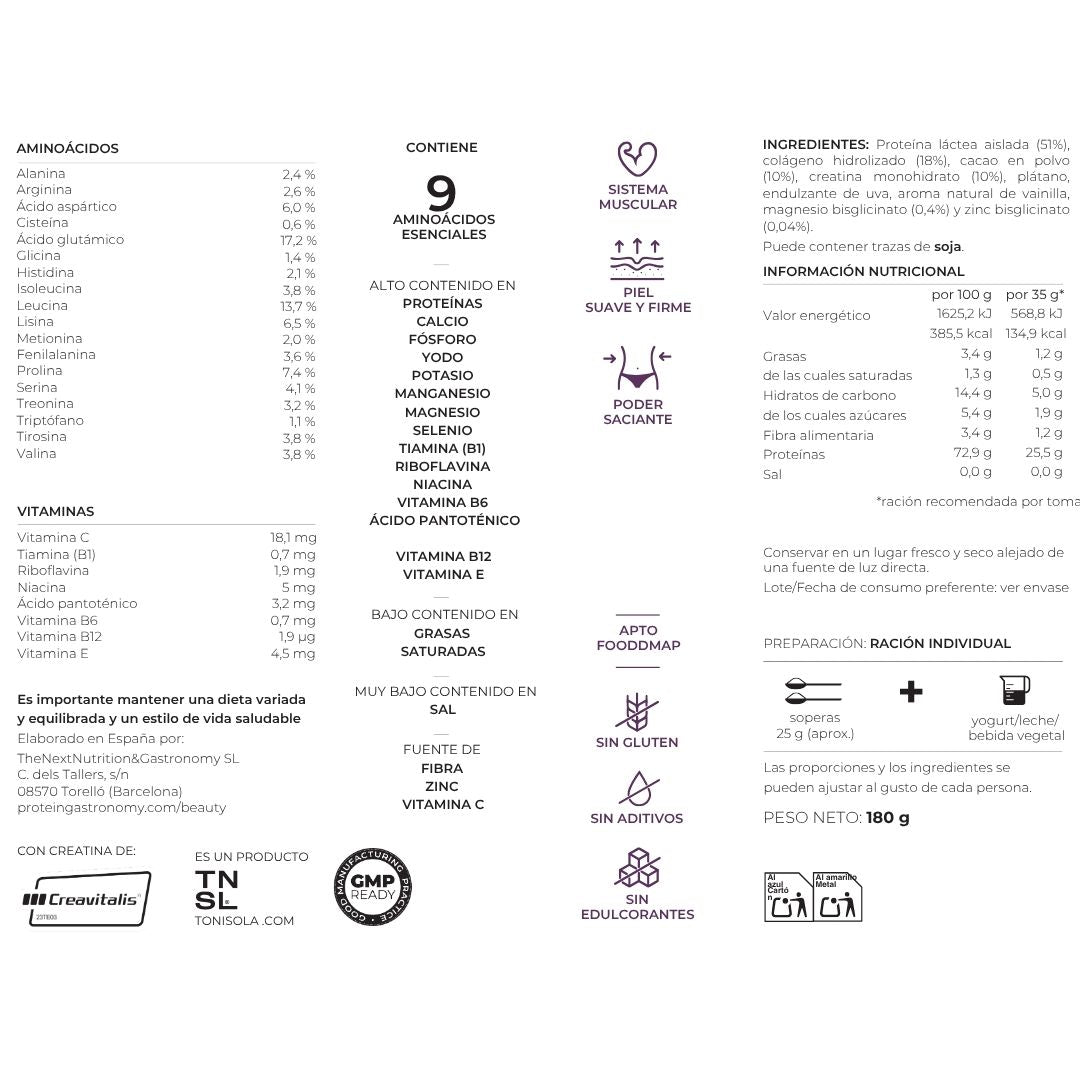 Proteina ECO Whey Beauty Pure con Creatina, Colageno, Magnesio y Zinc. SKU 5002