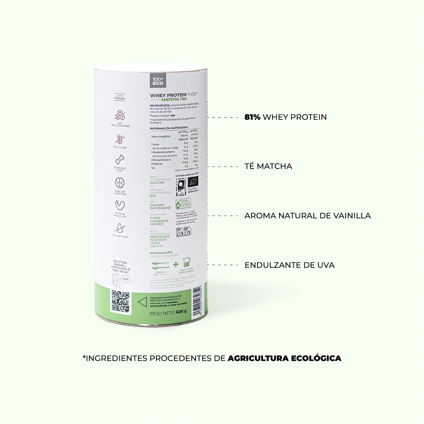 Proteína ECO Whey con Té de Matcha 100%